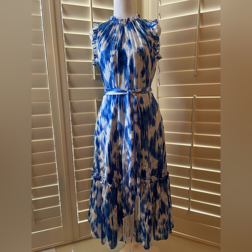 Elegant Blue Patterned Women's Dress